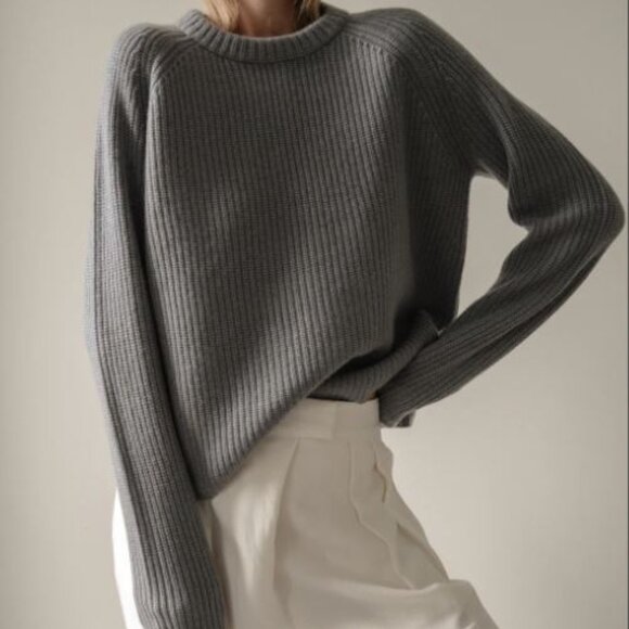 Jenni Kayne:  Cashmere Fisherman Sweater, XL, Carbon - Picture 1 of 8